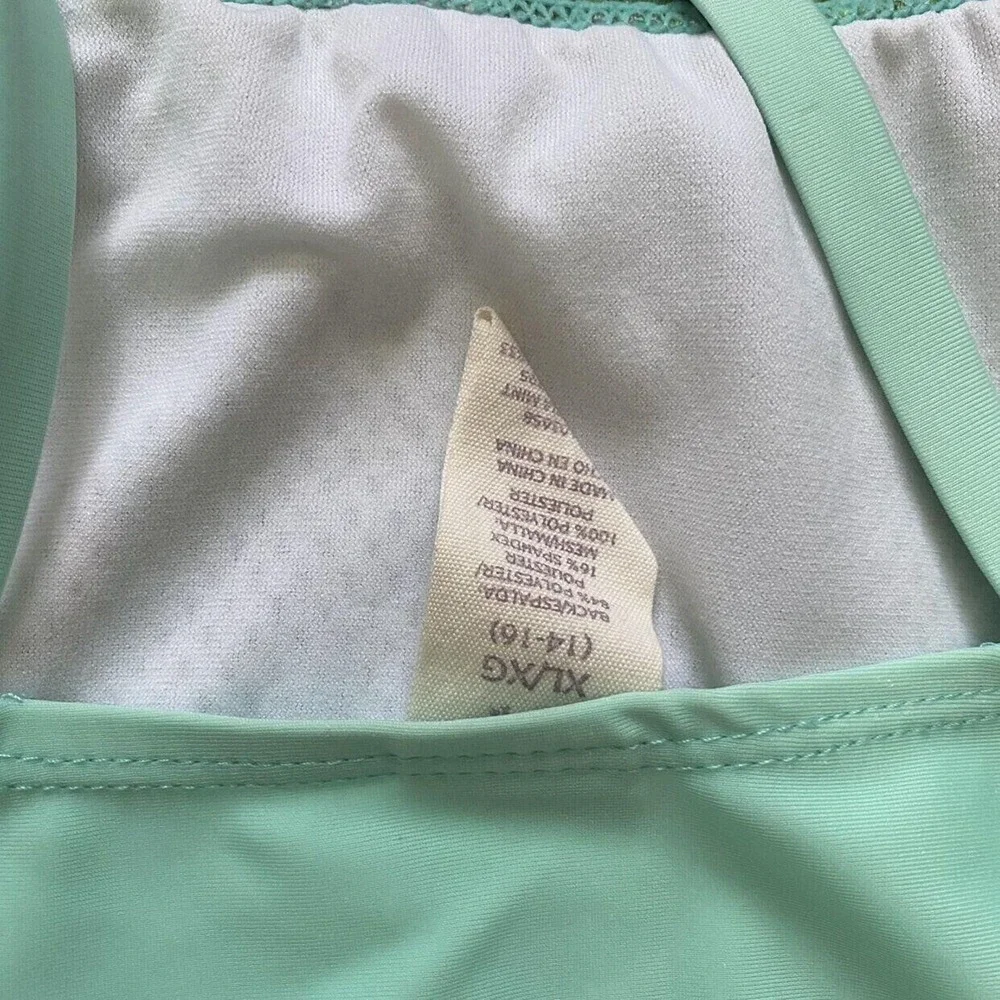 OP Ocean Pacific Mint & Multi-Color Mesh Hawaiian Tankini Swim Top And Bottoms X